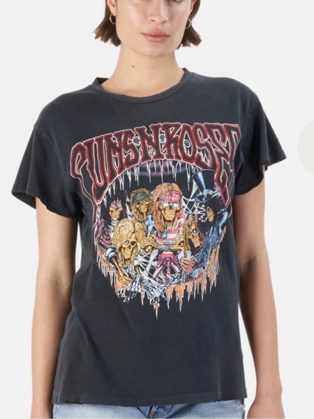 MADEWORN Guns N’ Roses 1993 Tokyo Tour T-Shirt Small Distressed Unisex Black G